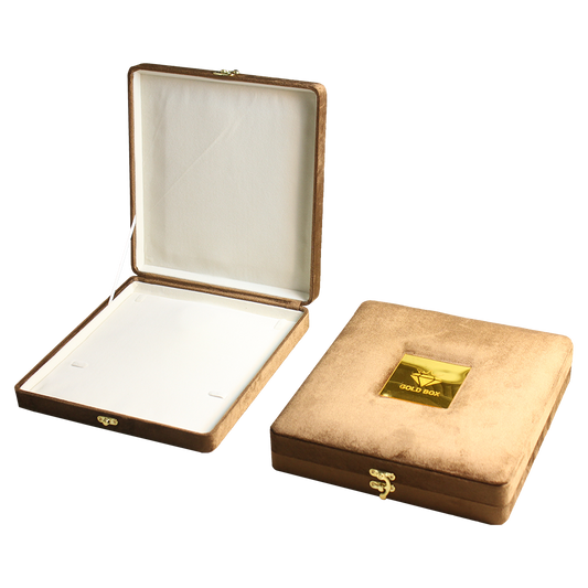 Gold Box Brown Velvet Jewelry Boxes