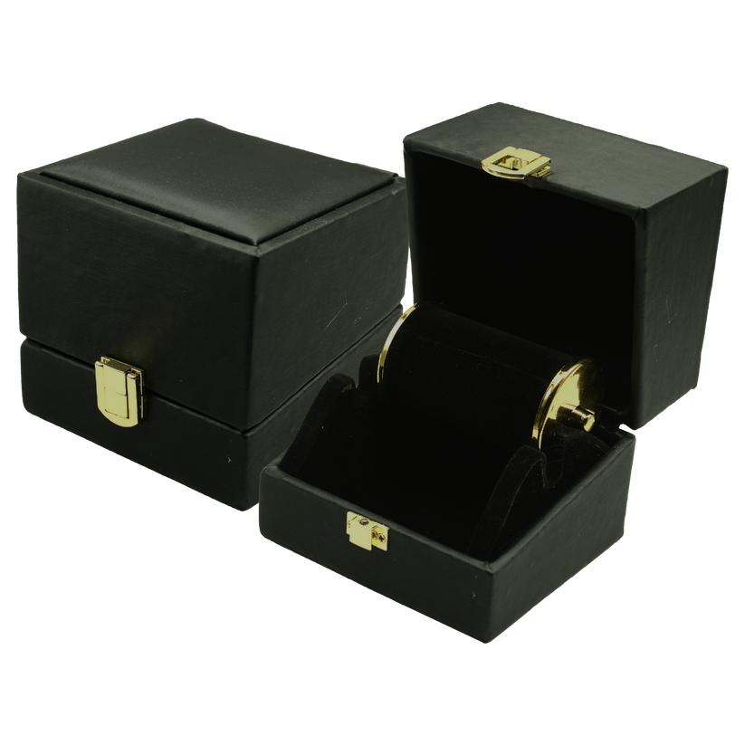Black Leather Stitched Top Jewelry Boxes