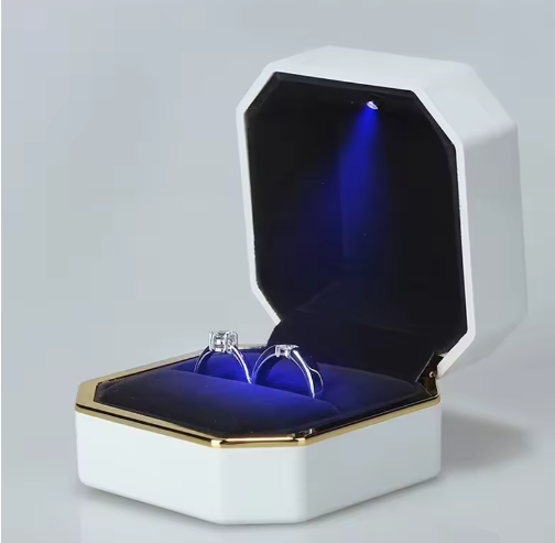 Imported LED Jewelry Ring Box Velvet Rubber
