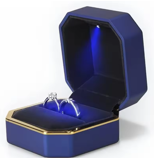 Imported LED Jewelry Ring Box Velvet Rubber