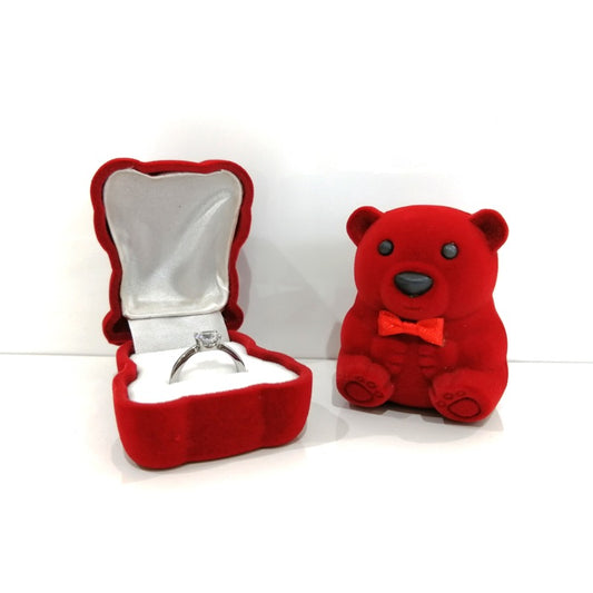 New Born Baby Velvet Teddy Bear Ring Box