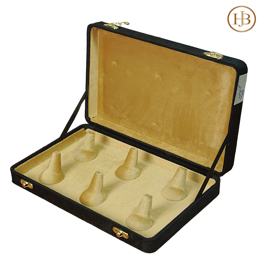 6 Slots Prestige Black Velvet Gold Boxes Jewelery Display