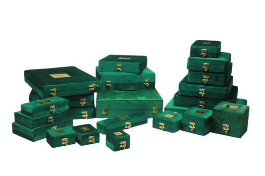 Gold Box Green Velvet Jewelry Boxes