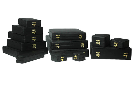Black Leather Stitched Top Jewelry Boxes