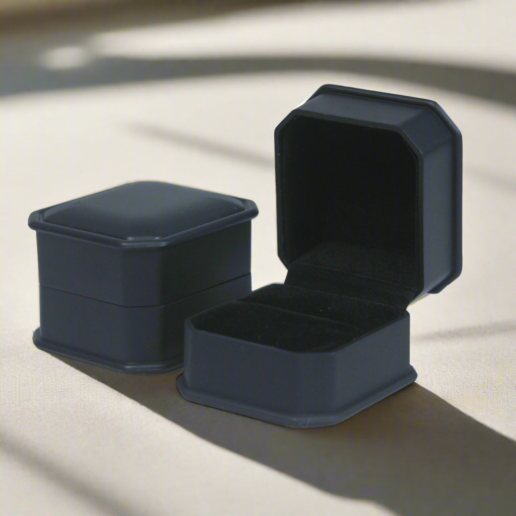 Black Matte Hexagonal Ring Boxes