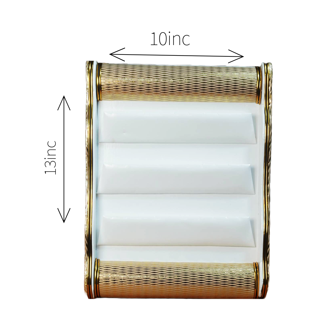 White Pattern Golden Edge Plan jewellery Tray