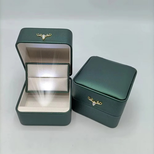 Imported Ladies & Gents Antler Luxe Ring Case (with LED Light)