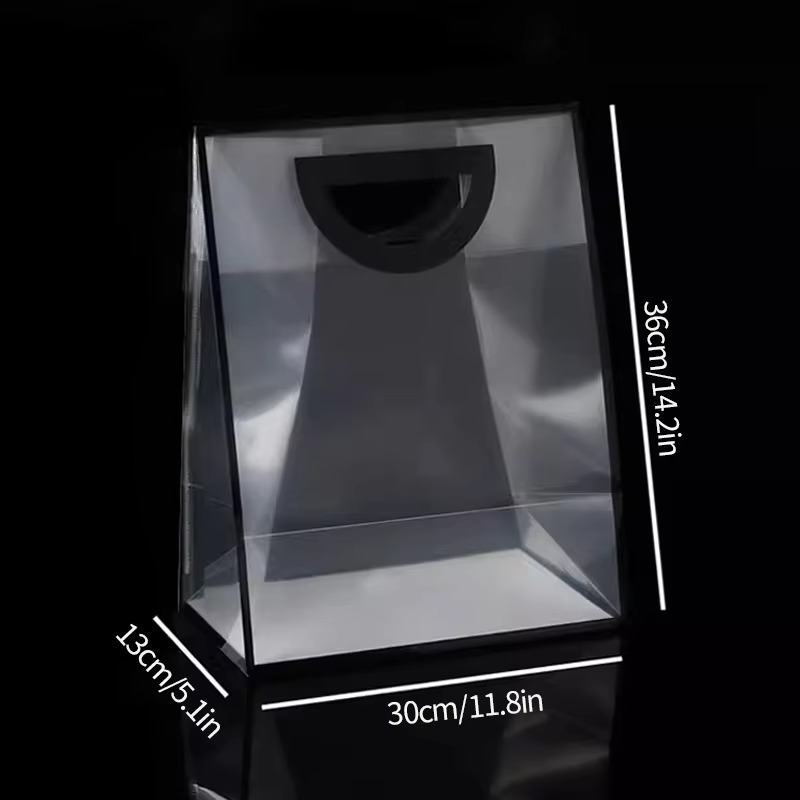 Luxury Transparent PVC Gift Bags with Colored Edges – Multipurpose Hand-Carry Packaging