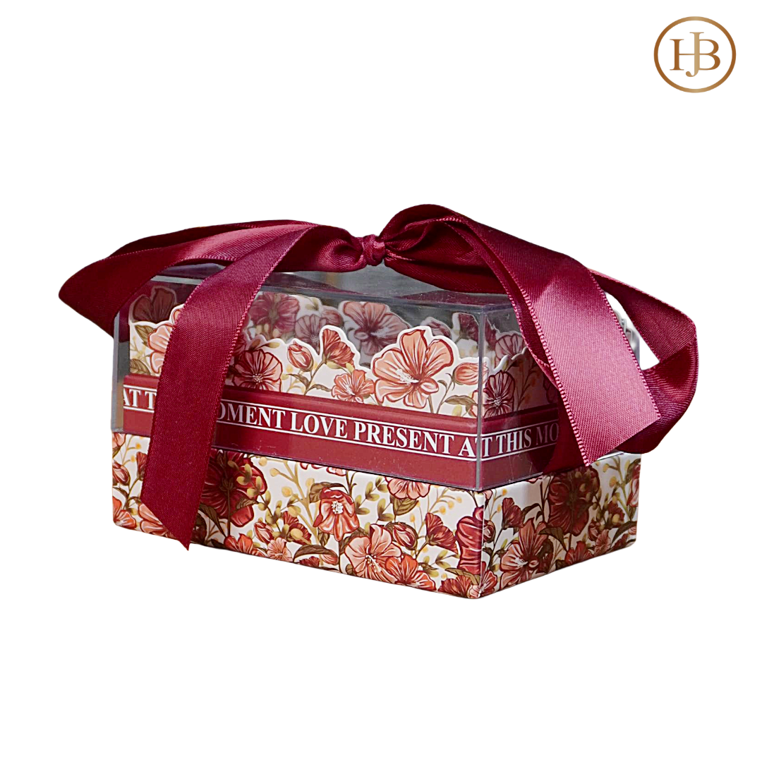 Floral Clear Lid Gift Box – With Ribbon Closure