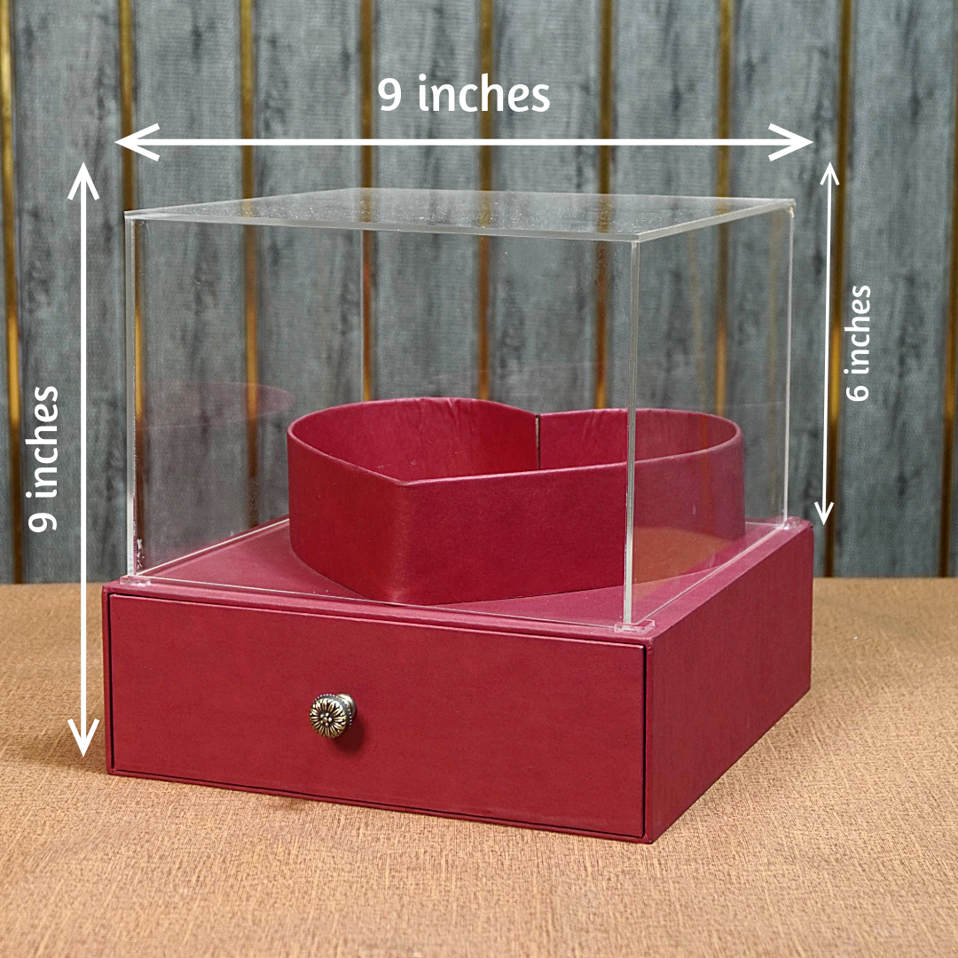 Acrylic Lid Heart with Drawer Chocolate & Gift Box