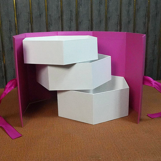 Hexagonal Rotating 3 Shelves Gift Box