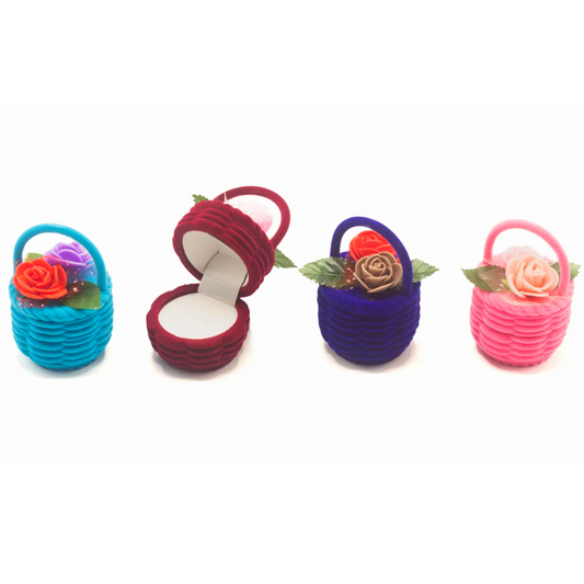 New Born Baby Velvet Flower Bucket Ring Box