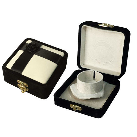 Leather & Velvet Black Flower Jewelry Boxes