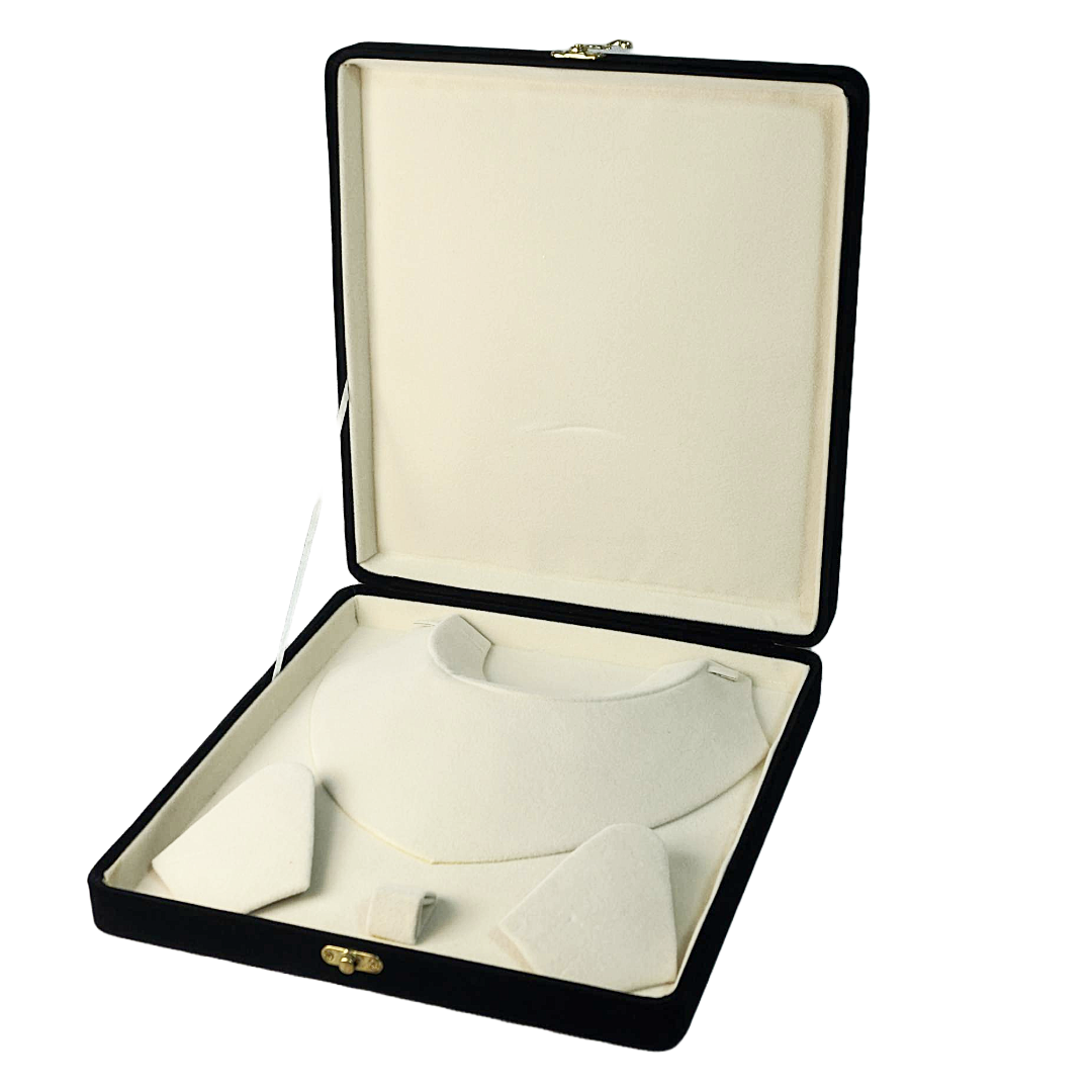 Leather & Velvet Black Flower Jewelry Boxes