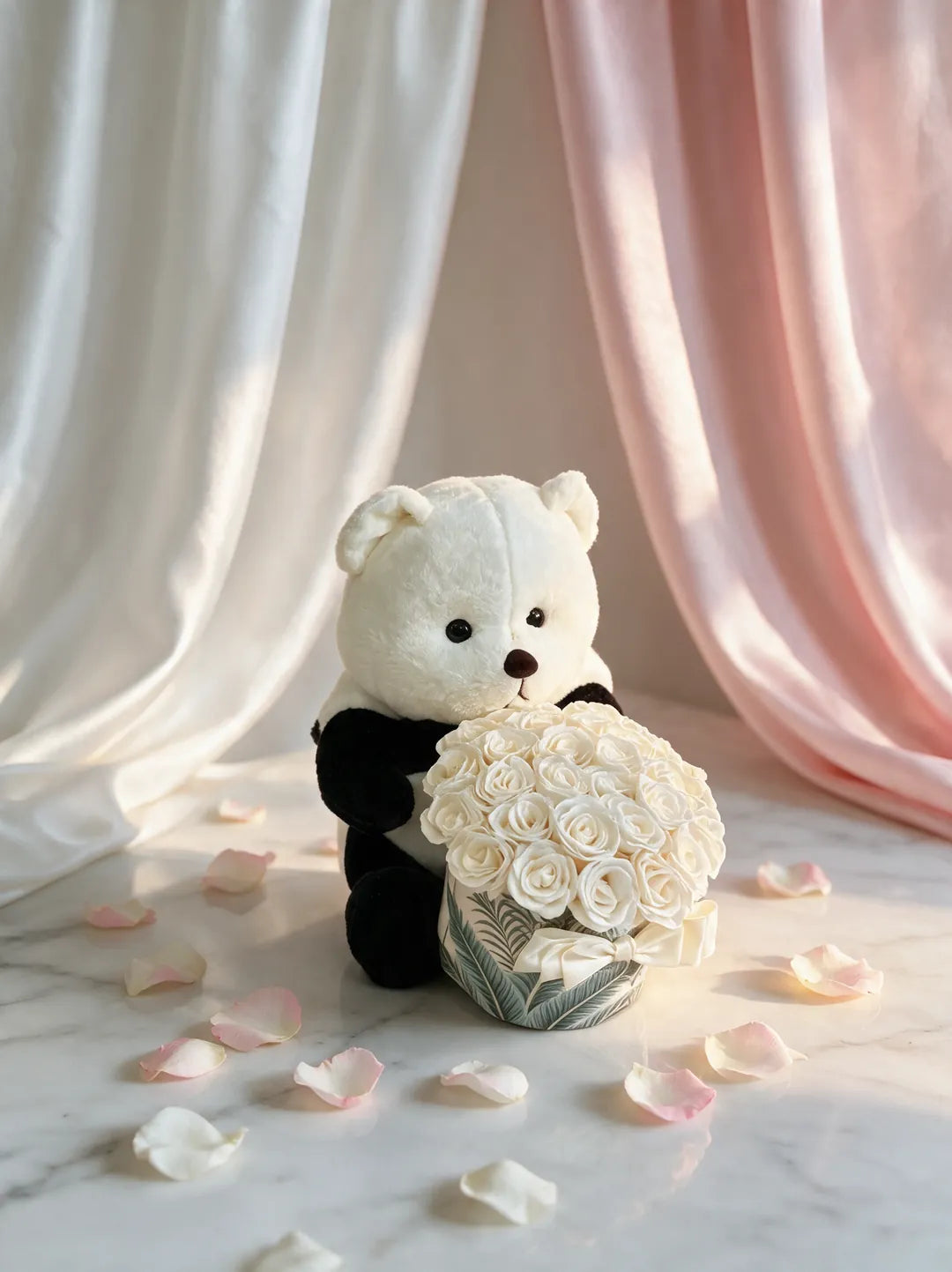 Panda with Ivory Rose Box