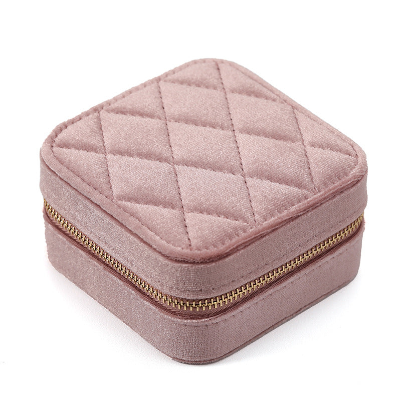 Lattice Velvet Jewelry Box for Storage Display Case Jewelry Organizer