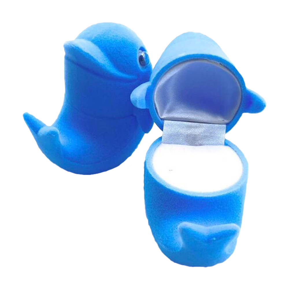 New Born Baby Velvet Dolphin Ring Box