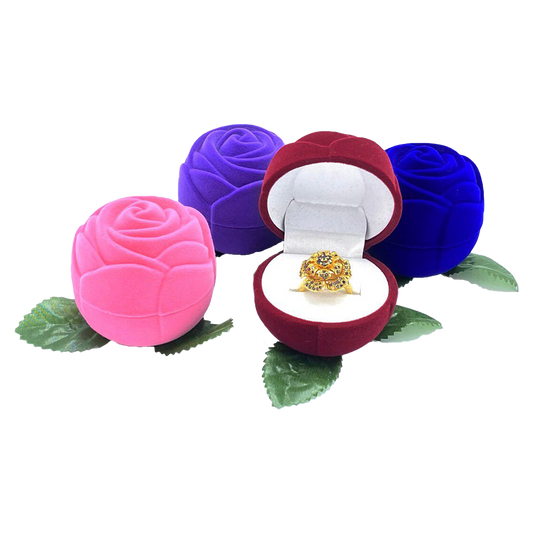 New Born Baby Velvet Rose Ring Boxes