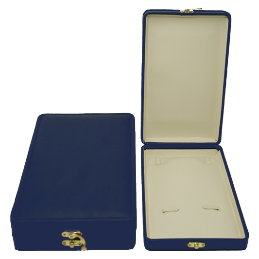 Blue Leather Stitched Top Jewelry Box