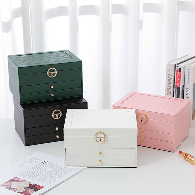 Three Layers High Quality Leather Jewelry Box Jewelry Organizers