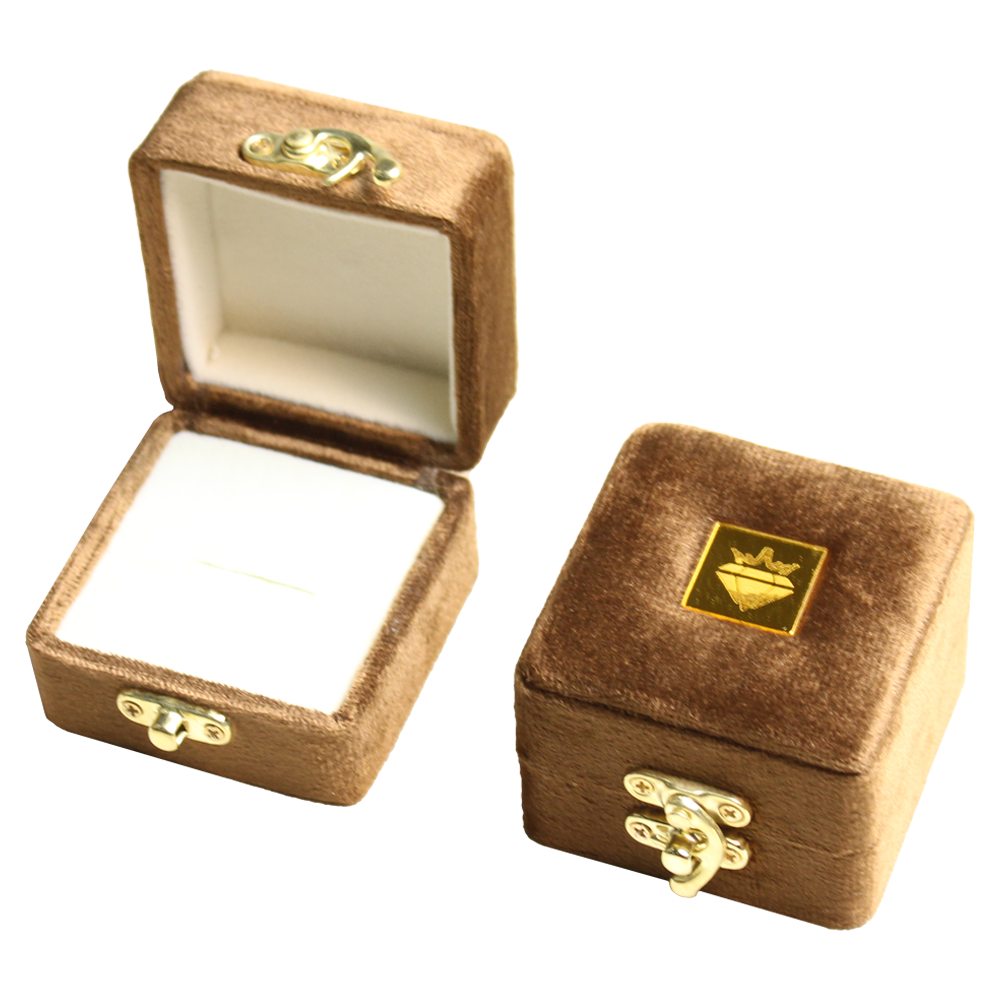 Gold Box Brown Velvet Jewelry Boxes