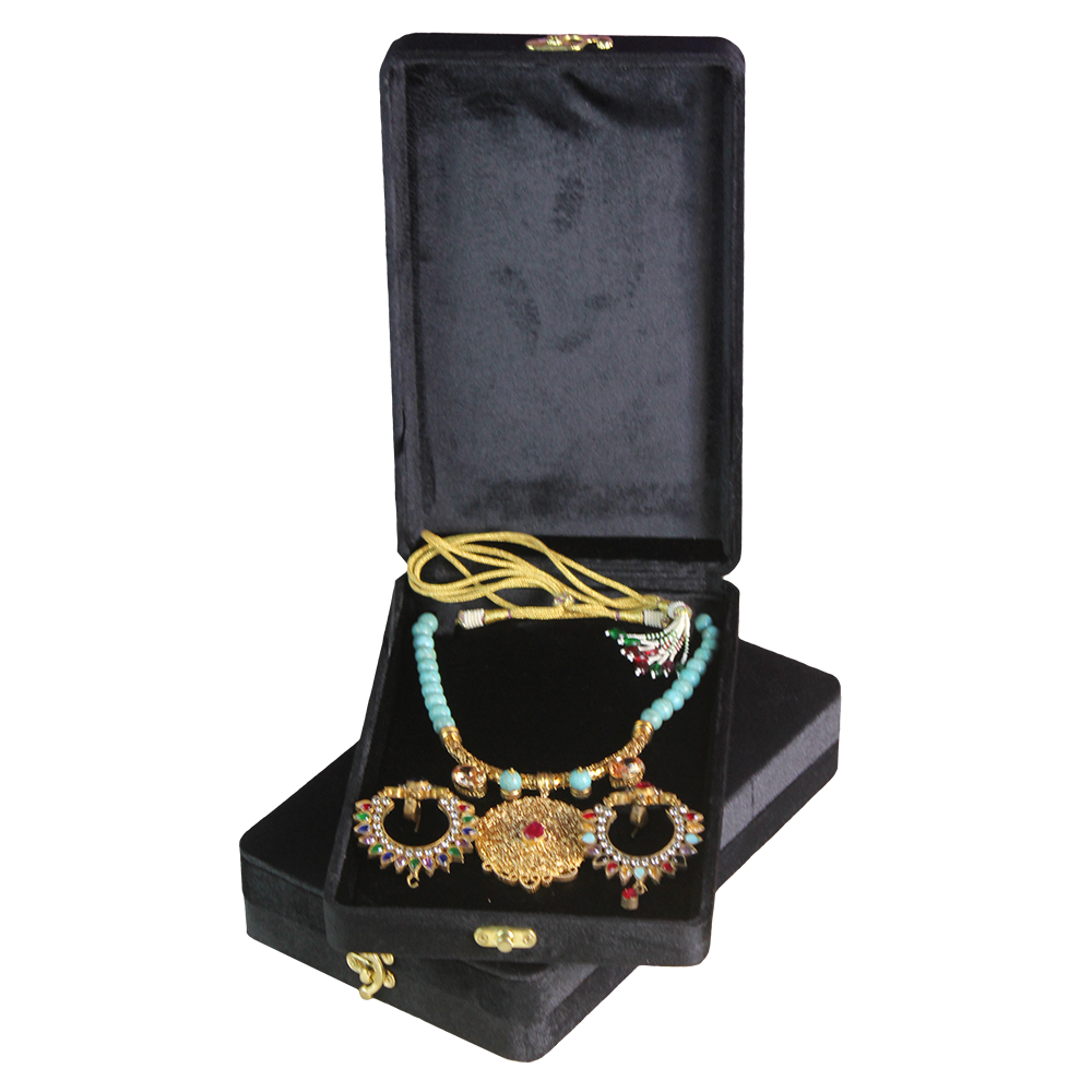 Gold Box Black Velvet 10x6 Mala Set Box