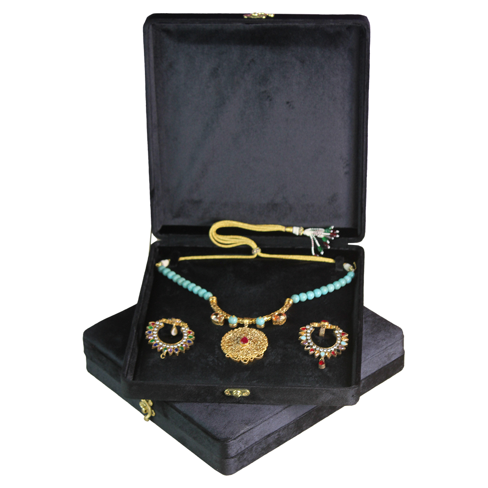 Gold Box Black Velvet Jewelry Boxes