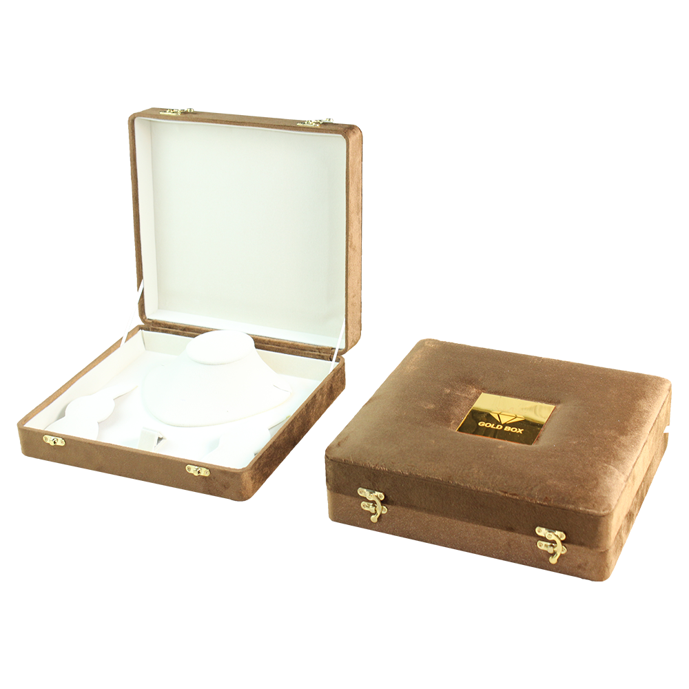 Gold Box Brown Velvet Jewelry Boxes