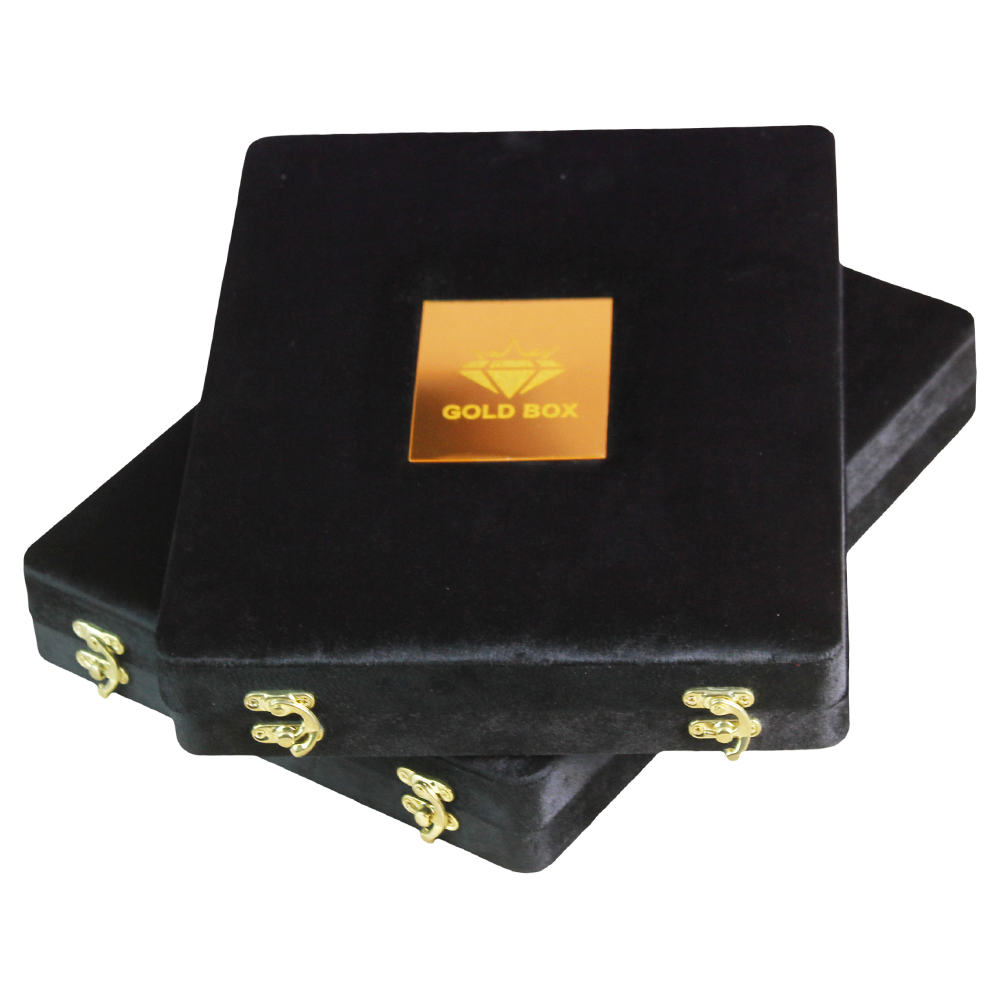 Gold Box Black Velvet 14x10 Necklace Box