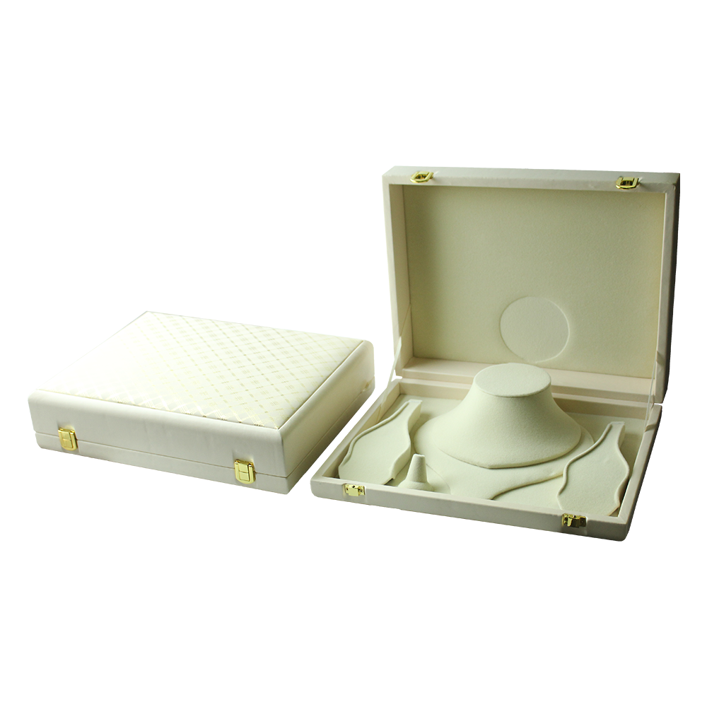 Textured Cream Leatherette Jewelry Boxes