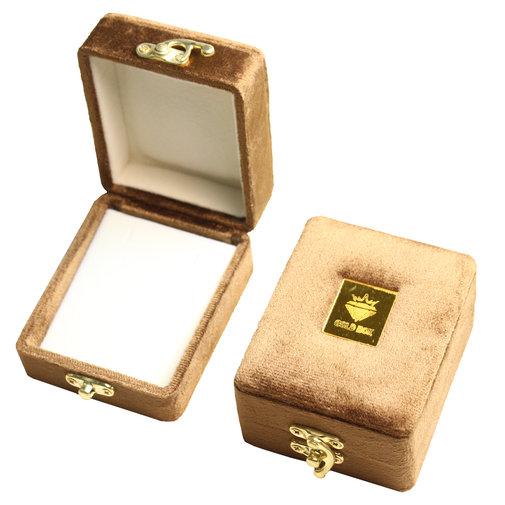Gold Box Brown Velvet Jewelry Boxes