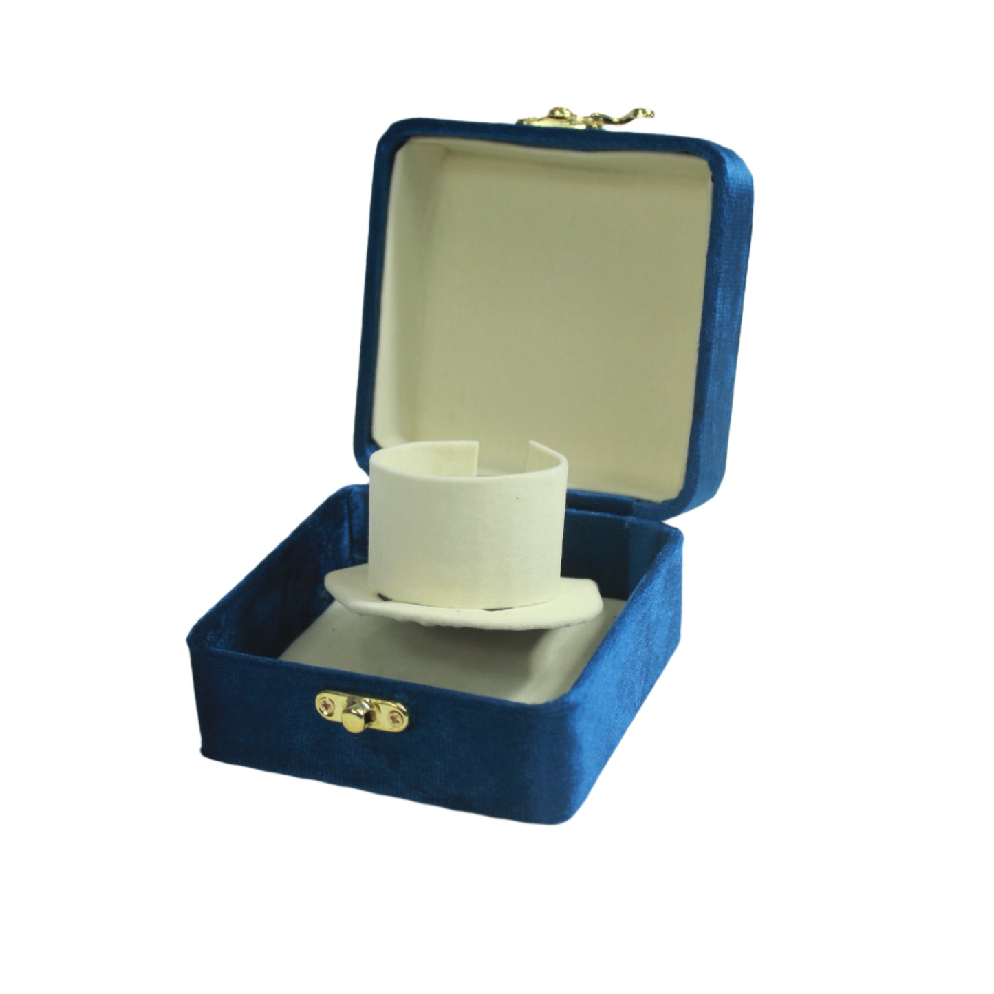 Gold Box Blue Velvet Jewelry Boxes