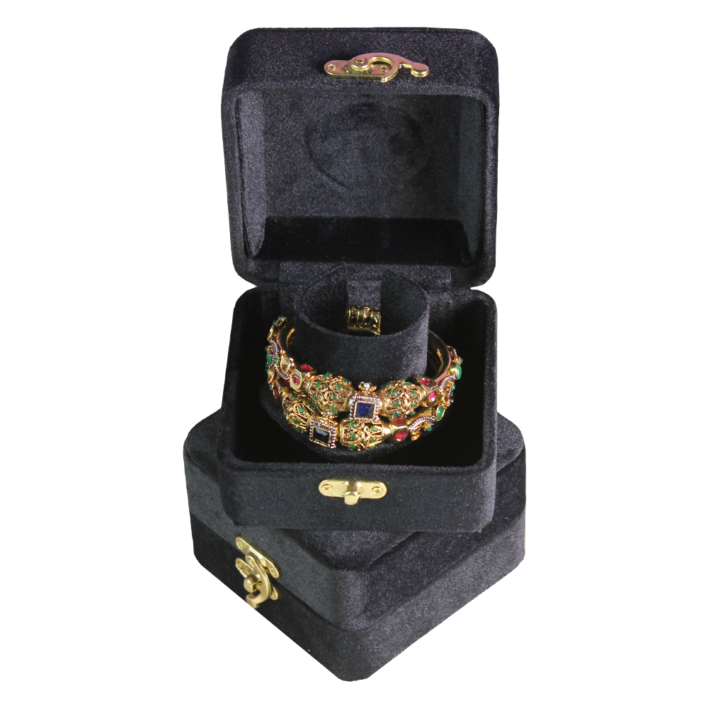 Gold Box Black Velvet Jewelry Boxes