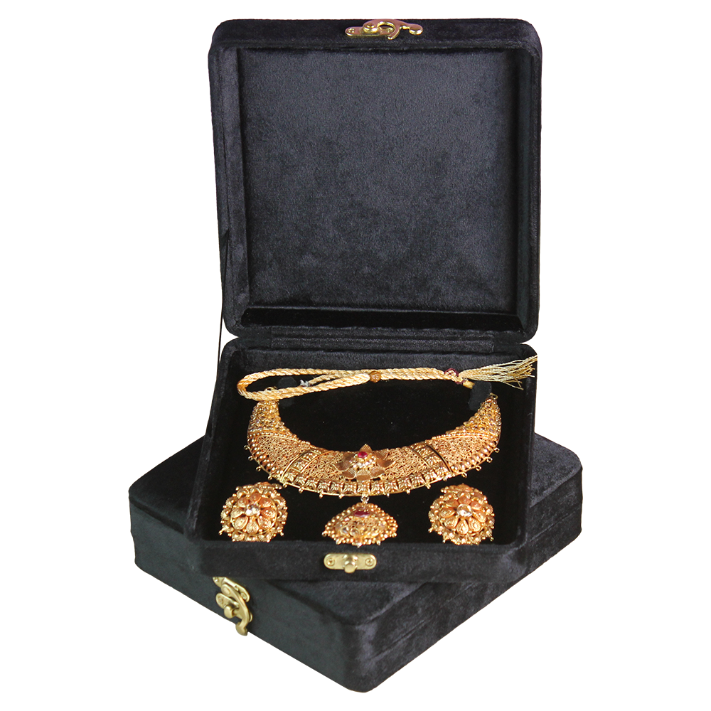 Gold Box Black Velvet Jewelry Boxes