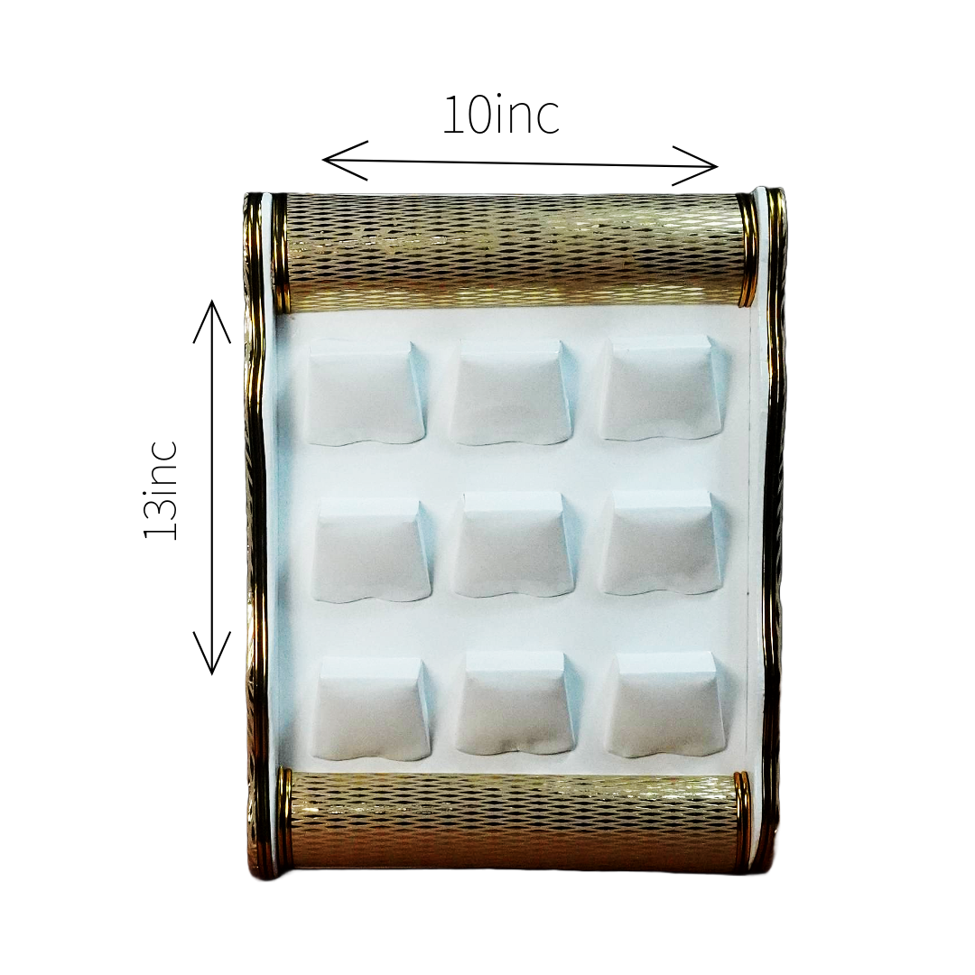 White Pattern Golden Edge Plan jewellery Tray