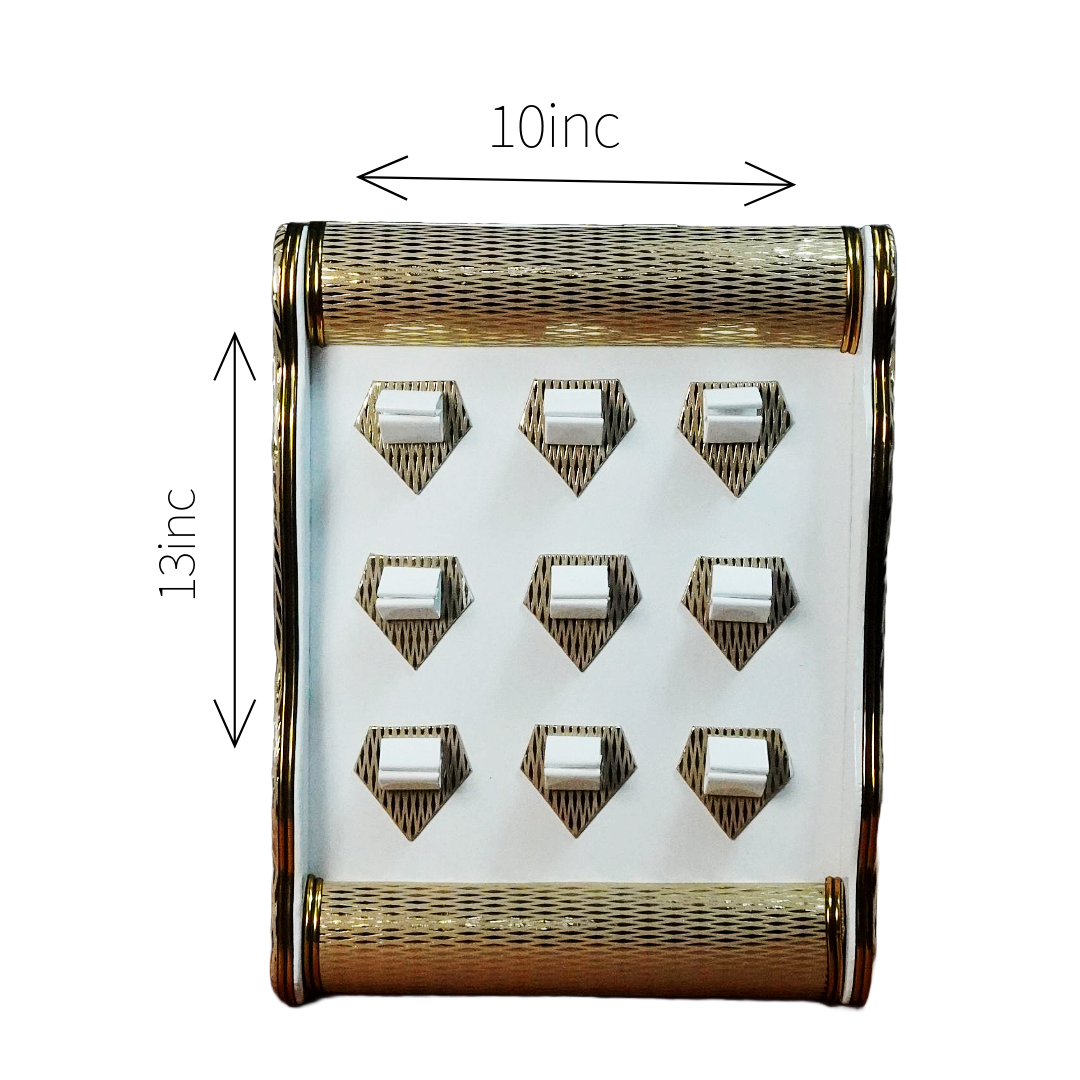 White Pattern Golden Edge Plan jewellery Tray