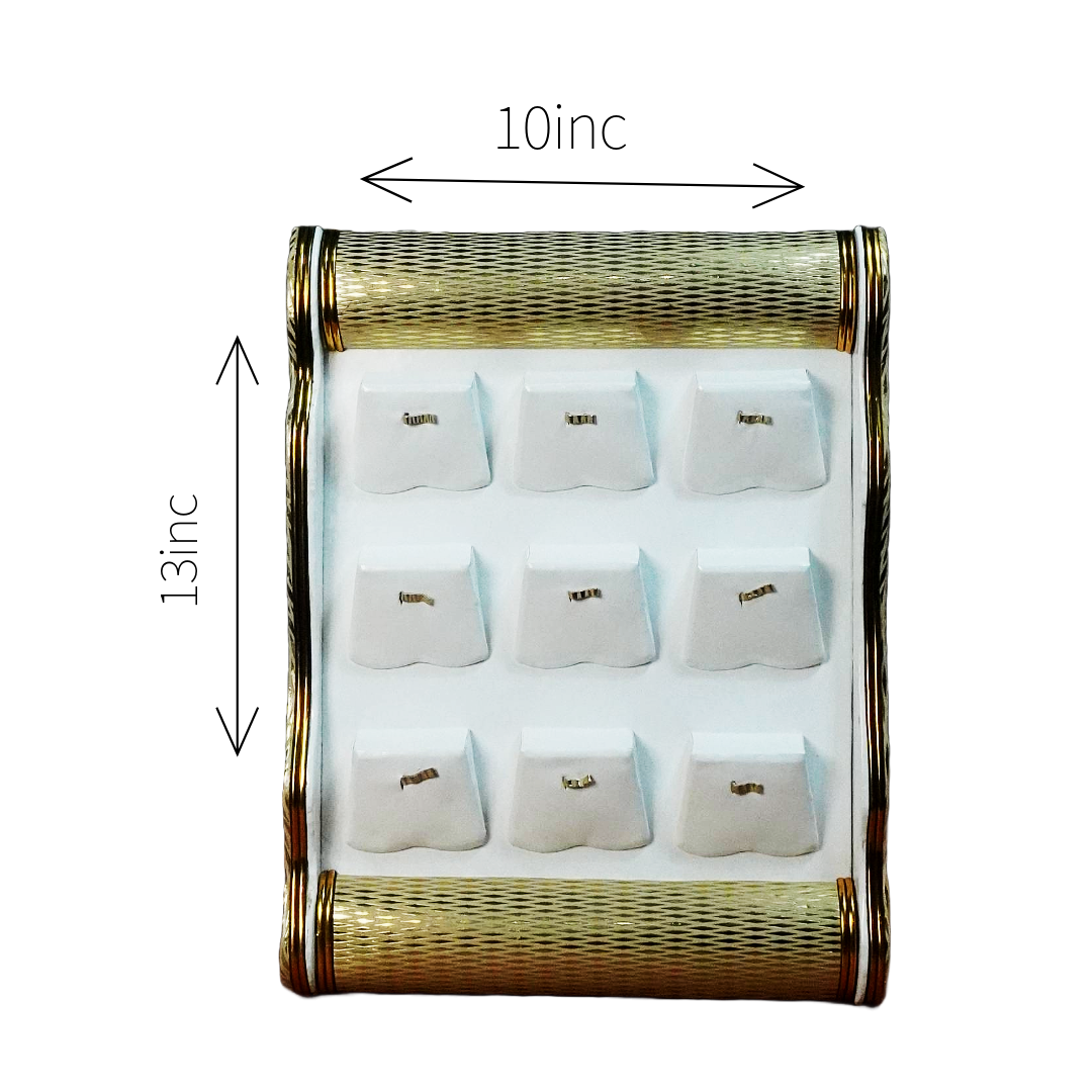White Pattern Golden Edge Plan jewellery Tray