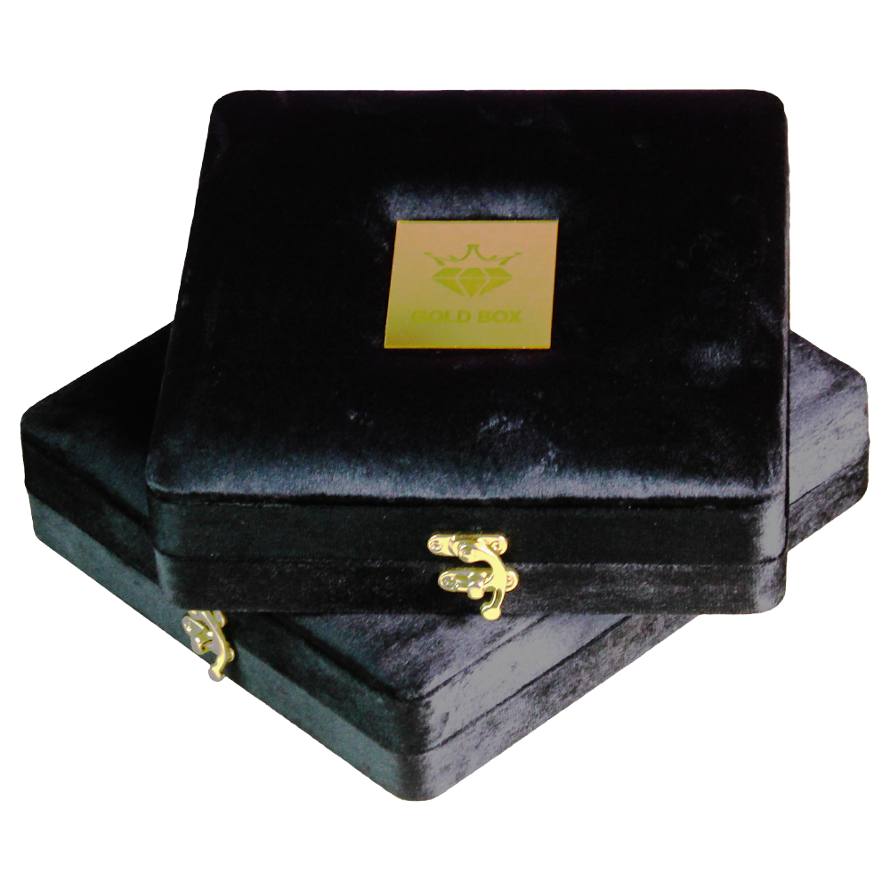 Gold Box Black Velvet 8x8 Necklace Box