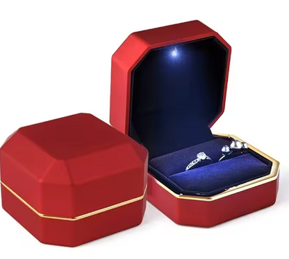Imported LED Jewelry Ring Box Velvet Rubber