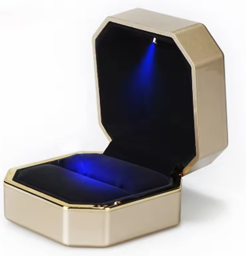 Imported LED Jewelry Ring Box Velvet Rubber