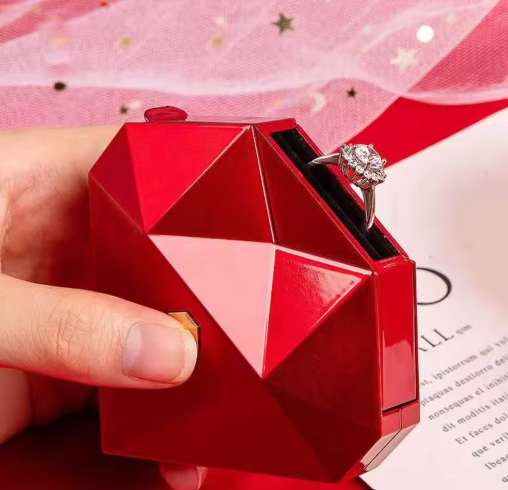 Heart Shaped Ring Box Pop-up Jewelry Box & Organizer