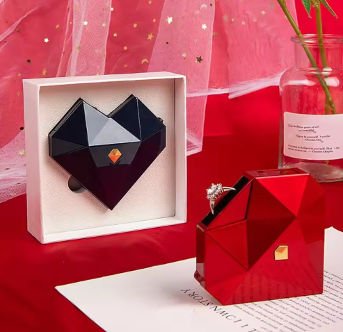 Heart Shaped Ring Box Pop-up Jewelry Box & Organizer