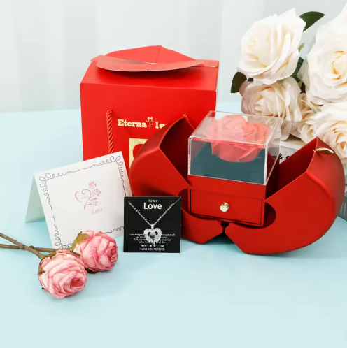 Apple Shape Eternal Rose Jewelry Box & Gift