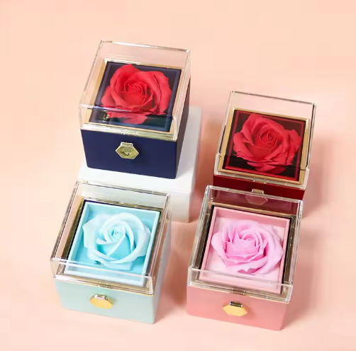 Rotating Rose Flower Jewelry Box