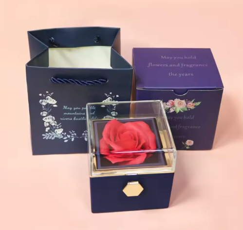 Rotating Rose Flower Jewelry Box