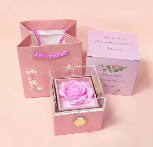 Rotating Rose Flower Jewelry Box