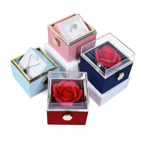 Rotating Rose Flower Jewelry Box