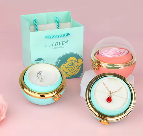 Rotating Round Jewelry Box Eternal Rose – Haji Sahab Jewellery Box Maker