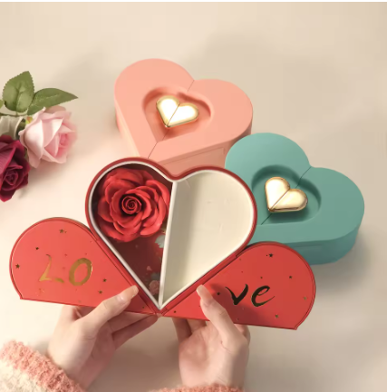 Double Door Heart Shaped Love Jewelry Box