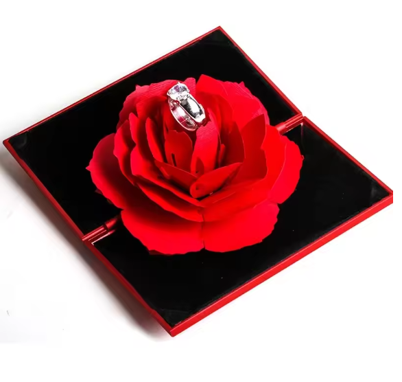 Ring Box Rose Rhombus Flower Jewelry Box